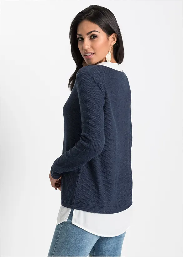 Feinstrickpullover mit Bluseneinsatz, bonprix