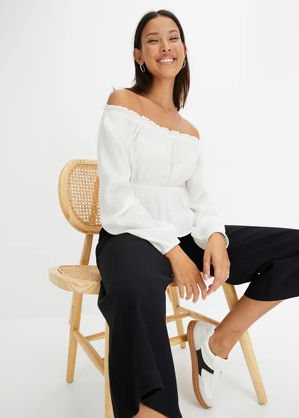 Blouse Carmen, effet froissé, bonprix