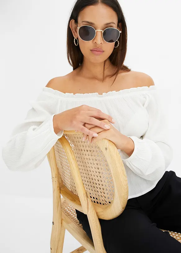 Blouse Carmen, effet froissé, bonprix