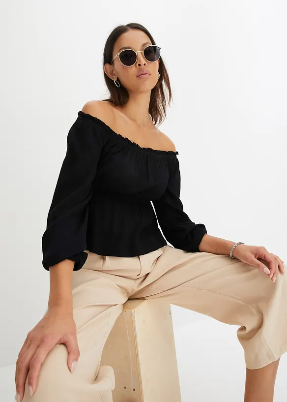 Blouse Carmen, effet froissé, bonprix