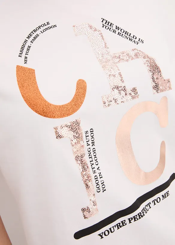 T-Shirt mit Glitzerdruck, bonprix