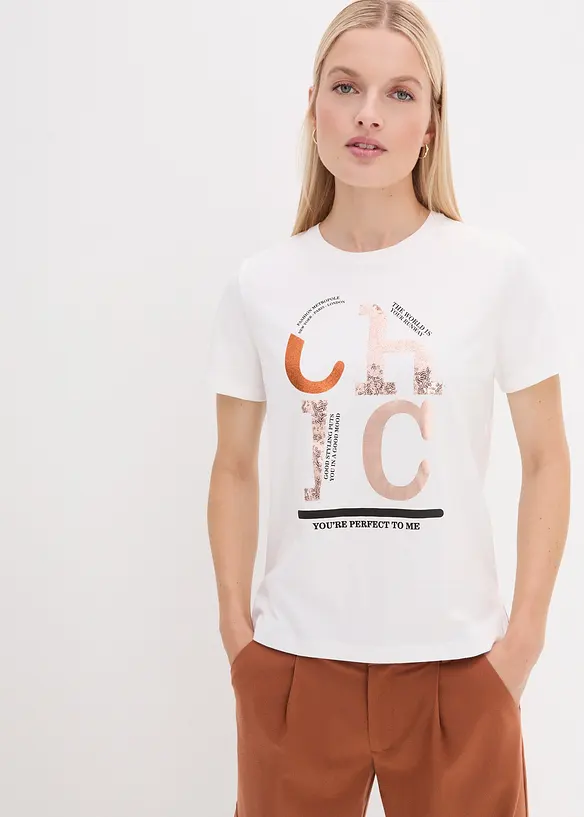T-Shirt mit Glitzerdruck, bonprix