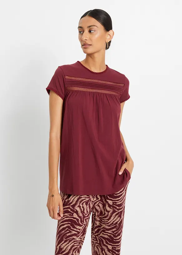 T-shirt en coton avec dentelle, bonprix