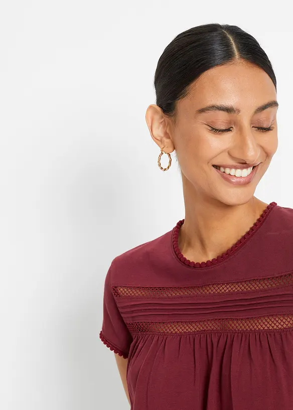 Baumwoll-Shirt mit Spitze, bonprix