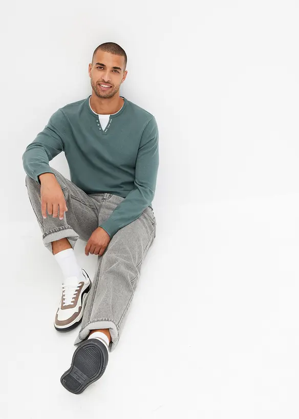 Feinstrickpullover in 2 in 1 Optik, bonprix