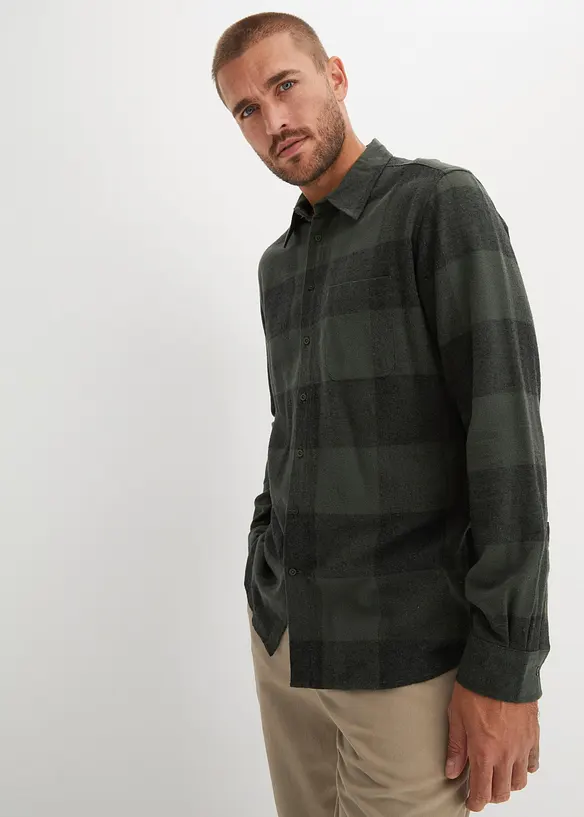 Flanell-Langarmhemd aus reiner Baumwolle, bonprix