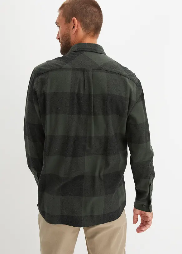 Flanell-Langarmhemd aus reiner Baumwolle, bonprix
