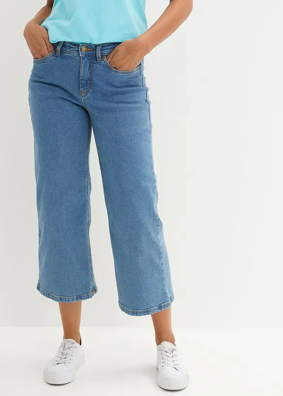 Jean large, taille mi-haute, raccourci, bonprix