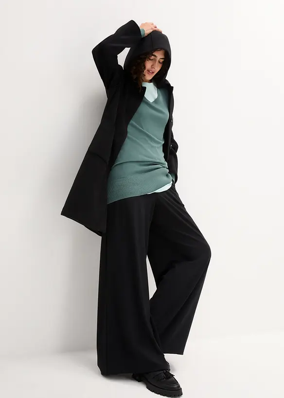 Pull long basique à col V, bonprix