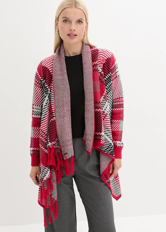Gilet long en maille à franges, bonprix