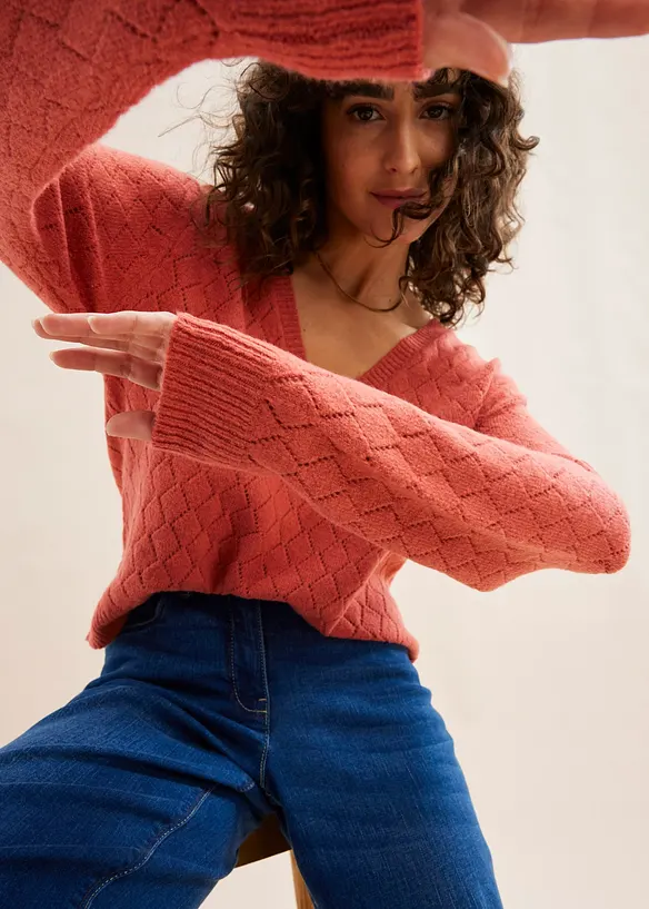 Pull en maille ajourée, bonprix