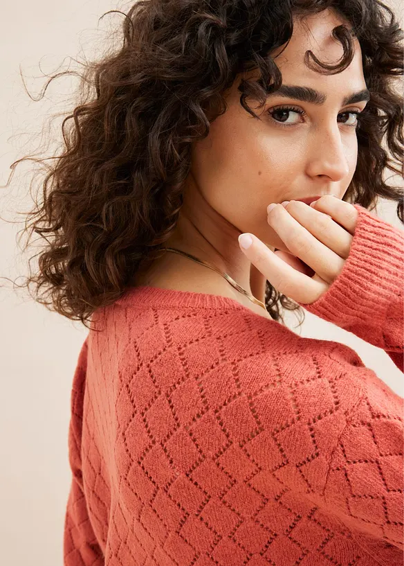 Pull en maille ajourée, bonprix