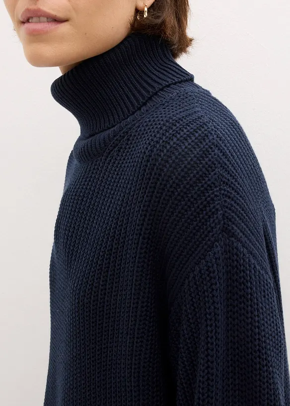 Oversize-Rollkragenpullover aus Baumwoll-Mix, bonprix