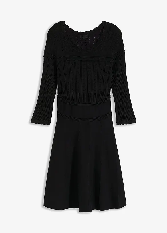 Robe pull avec haut en maille ajourée, bonprix
