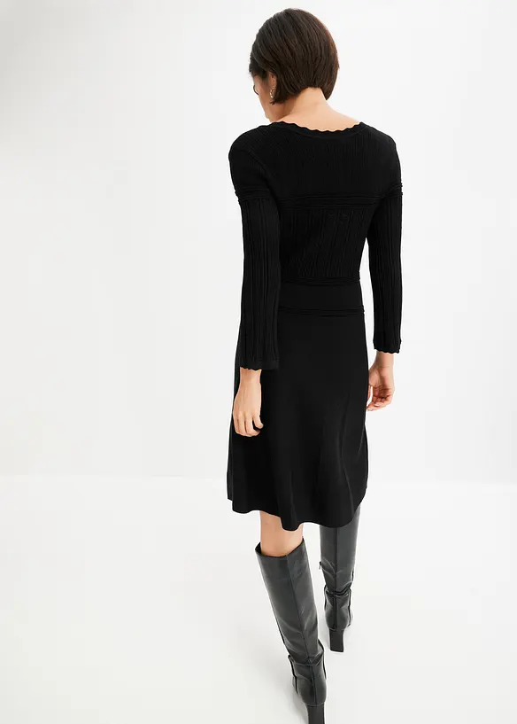 Robe pull avec haut en maille ajourée, bonprix