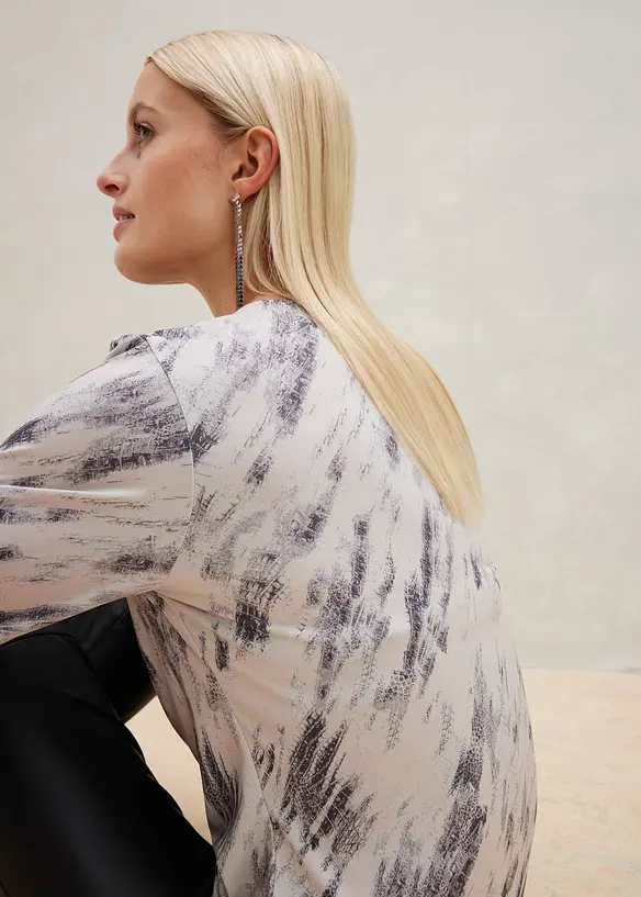 Langarmshirt mit Wasserfall-Ausschnitt, bonprix