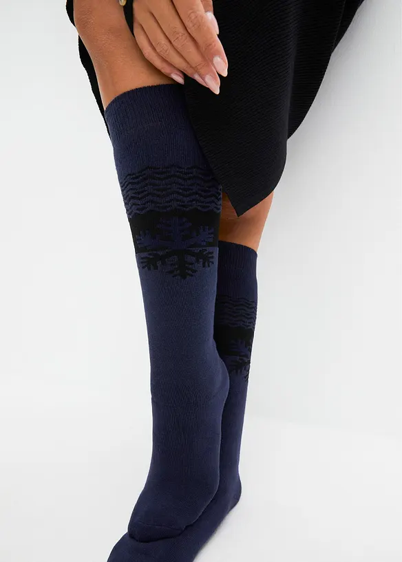 3 paires de chaussettes hautes thermiques avec intérieur éponge doux, coton majoritaire, bonprix