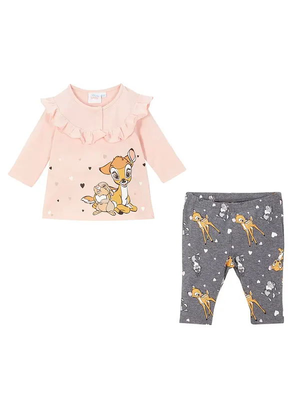 Disney Bambi Shirt und Leggings aus reiner Baumwolle (2-tlg. Set), Disney