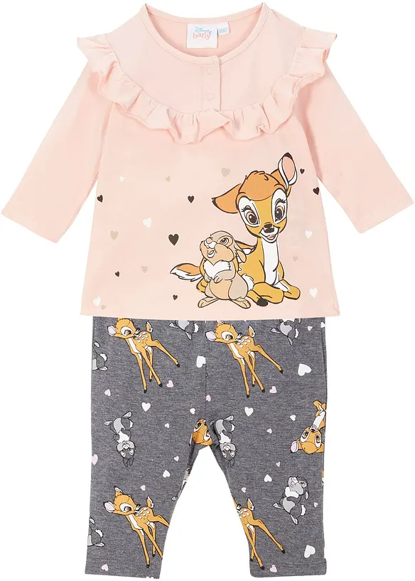Disney Bambi Shirt und Leggings aus reiner Baumwolle (2-tlg. Set), Disney
