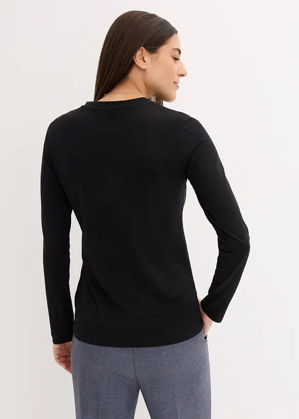 Lot de 2 T-shirts manches longues en coton extensible, bonprix