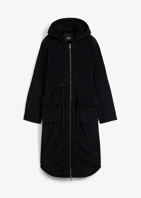 Cord-Mantel mit Teddy-Fleece Kapuze aus reiner Baumwolle, bonprix