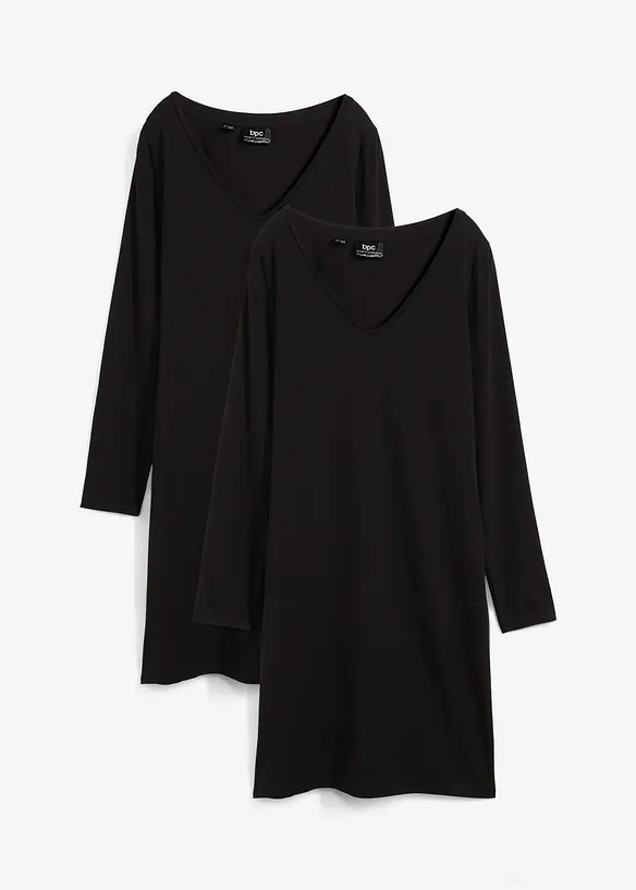 Jerseykleid mit V-Ausschnitt (2er Pack), bonprix