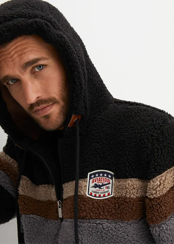 Teddy-Fleecejacke mit Kapuze, bonprix