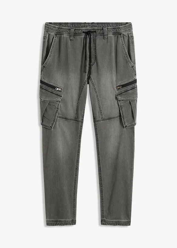 Jogger droit effet jean et poches cargo, Regular, bonprix