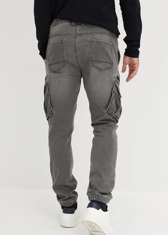 Jogger droit effet jean et poches cargo, Regular, bonprix
