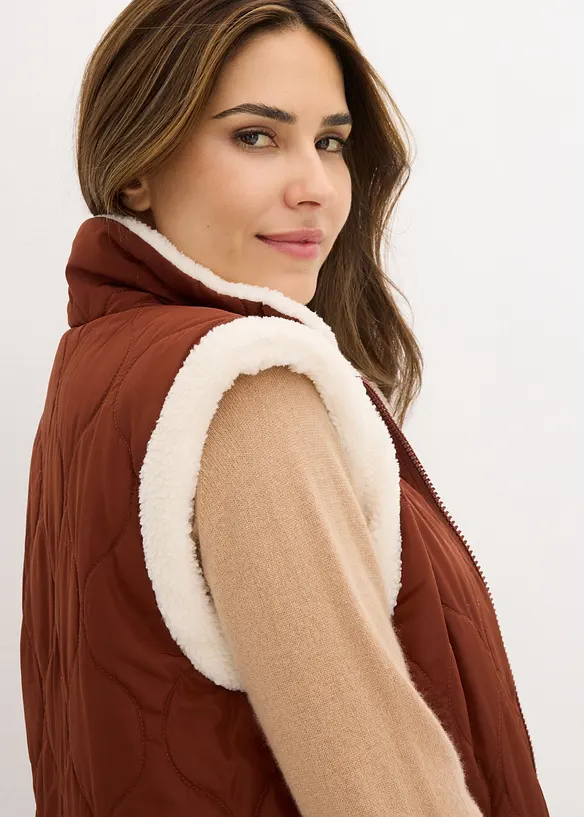 Gilet sans manches réversible en polaire aspect peluche, bonprix