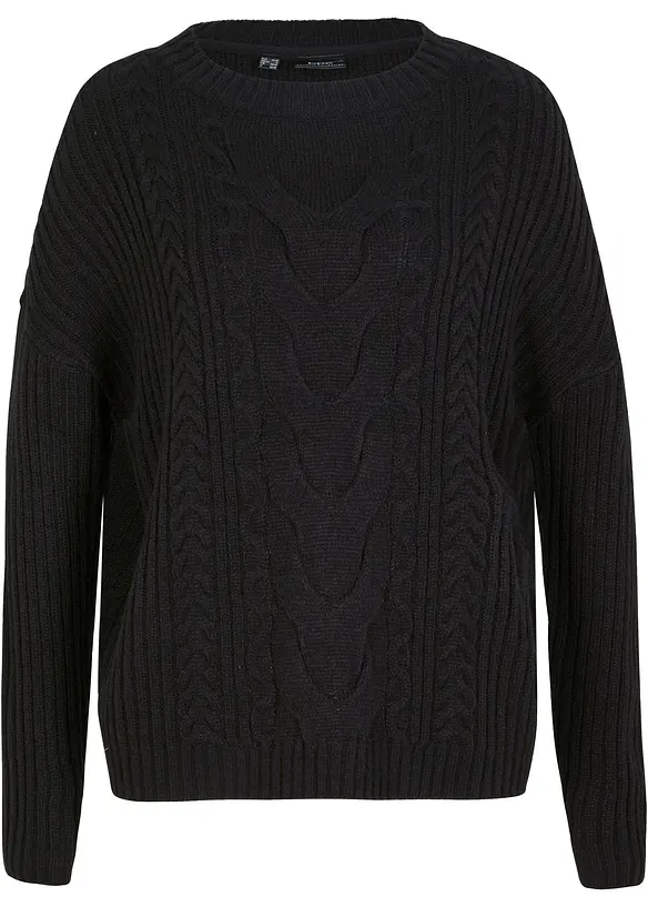 Pull oversize à torsades, bonprix