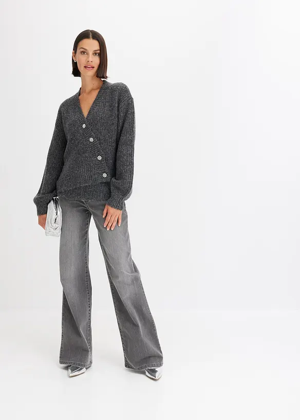 Grobstrickjacke aus weichem Wollmix, bonprix