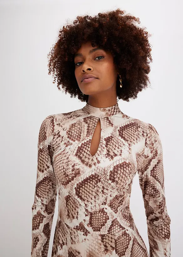 Robe en jersey à col montant et découpe sur l'avant, bonprix