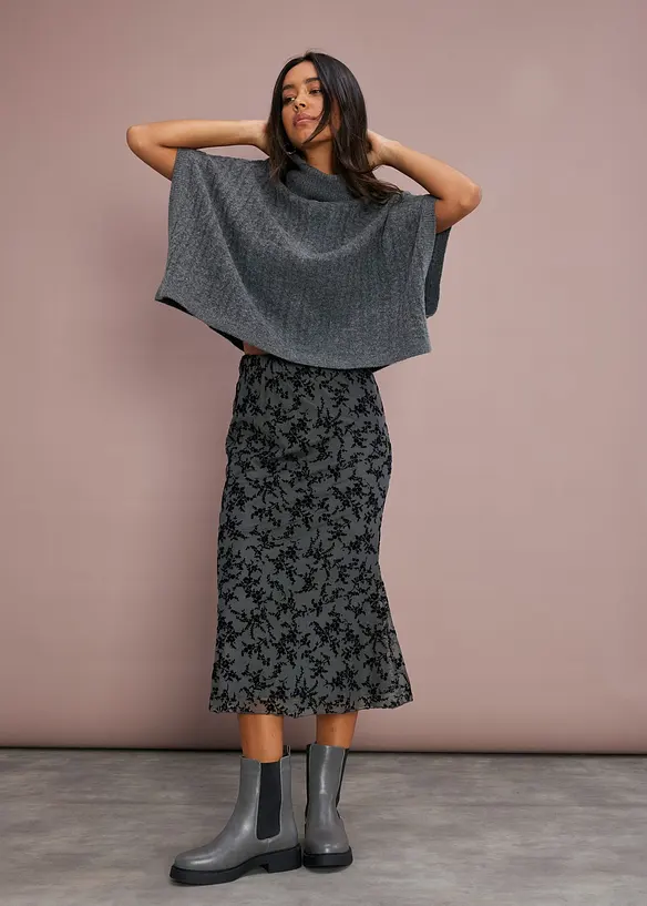 Midi-Rock aus zartem Mesh, bonprix