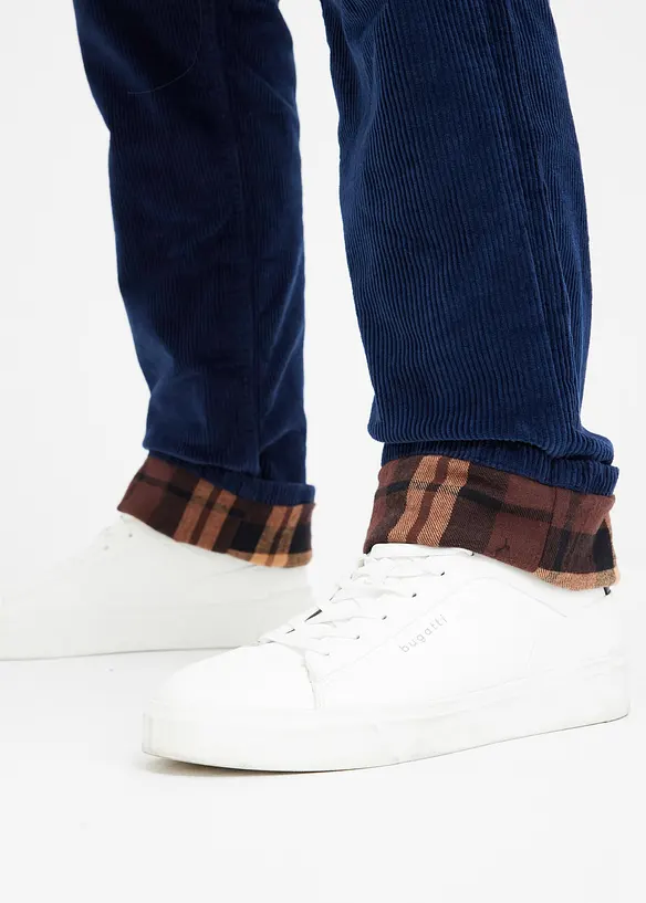 Pantalon droit Relaxed Fit en velours côtelé, doublé en flanelle, bonprix