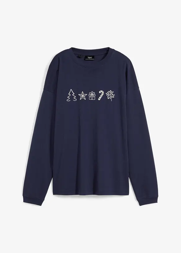 Besticktes Weihnachts-Langarmshirt, oversized, bonprix