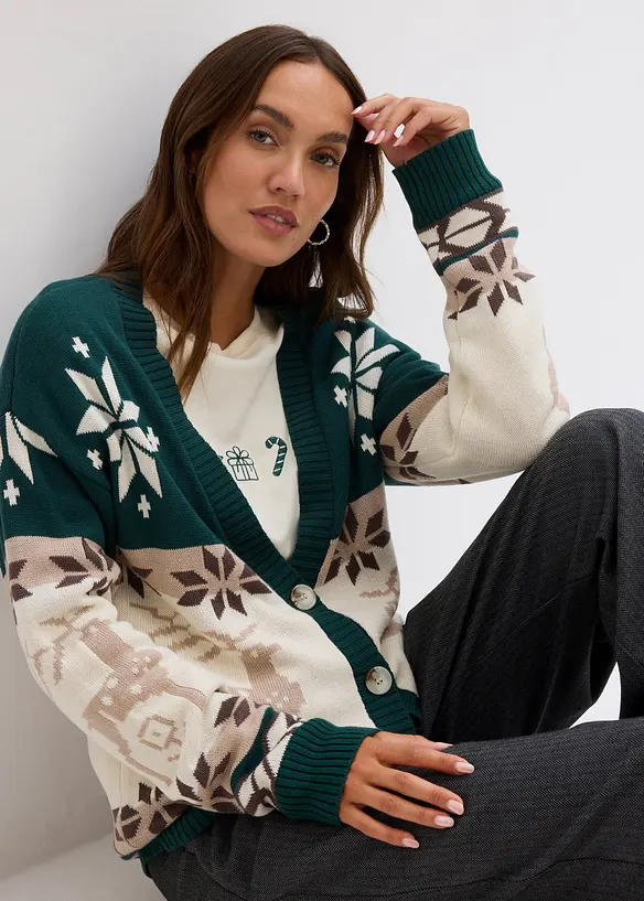 Gilet en maille avec motifs de Noël, bonprix