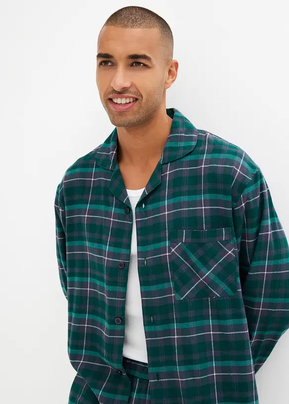Pyjama aus weichem Flanell mit Knopfleiste und langen Ärmeln, bonprix