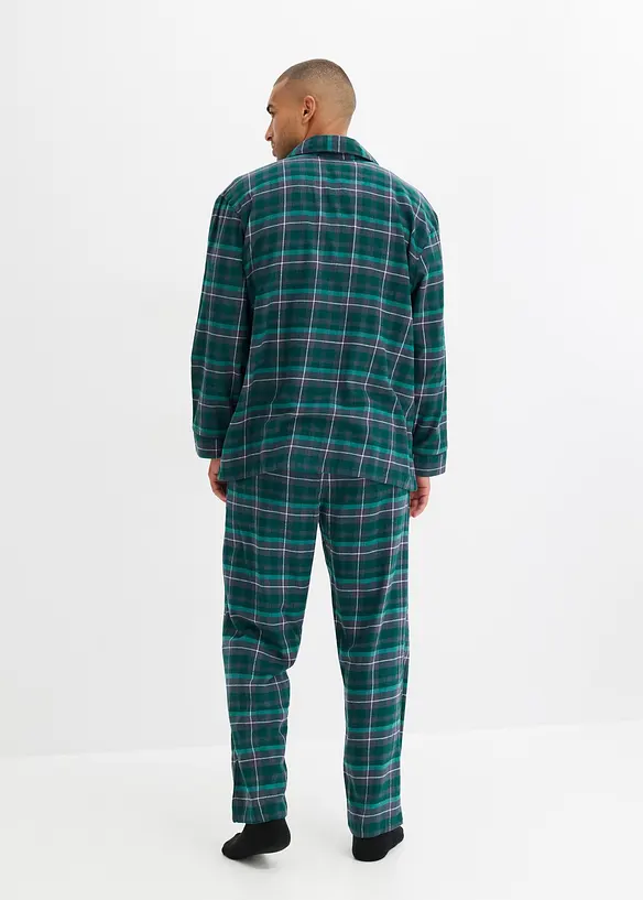 Pyjama aus weichem Flanell mit Knopfleiste und langen Ärmeln, bonprix