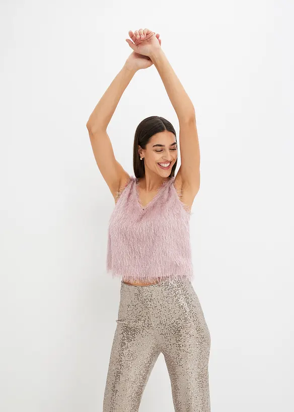 Blouse sans manches en maille poilue, bonprix