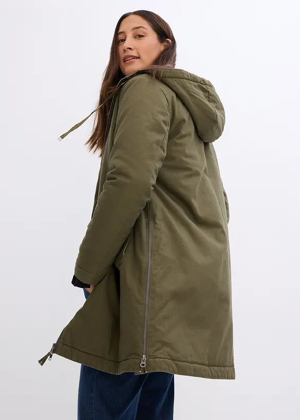 warm wattierter Winterparka mit Teddyfutter in Kapuze, bonprix