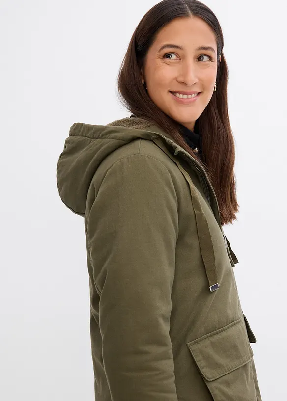 warm wattierter Winterparka mit Teddyfutter in Kapuze, bonprix