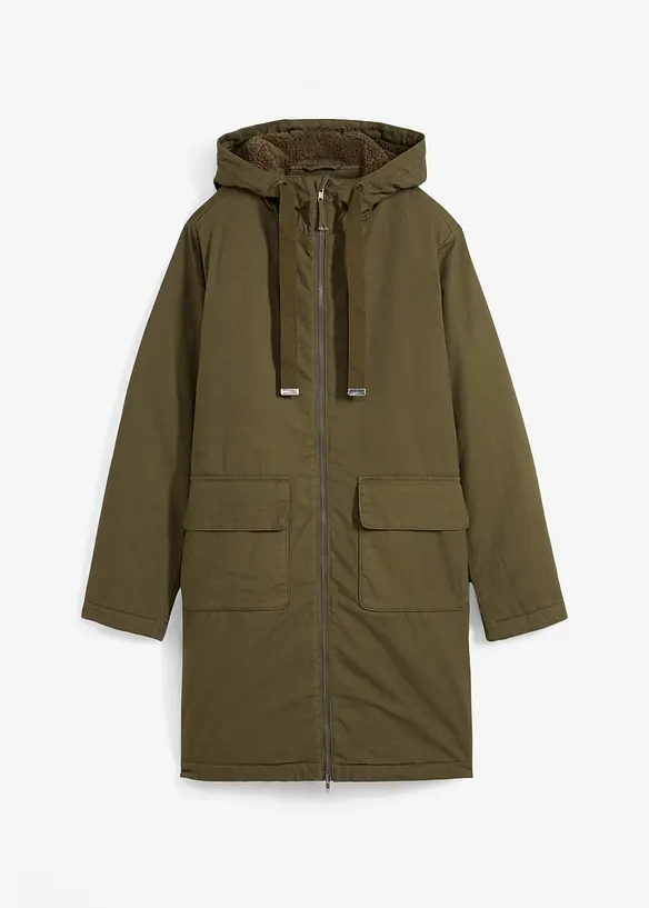 warm wattierter Winterparka mit Teddyfutter in Kapuze, bonprix