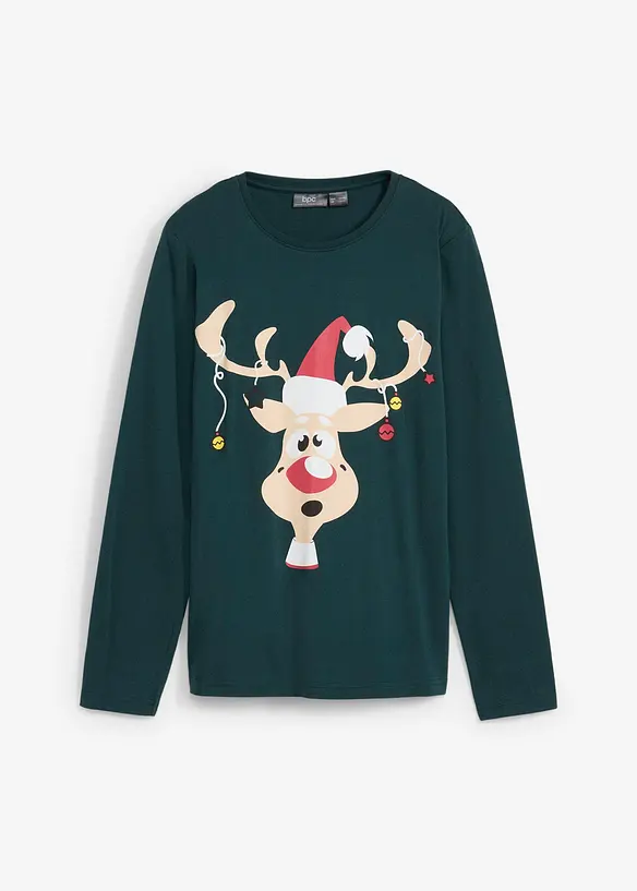 Langarmshirt mit Weihnachtsmotiv aus reiner Bio-Baumwolle, bonprix