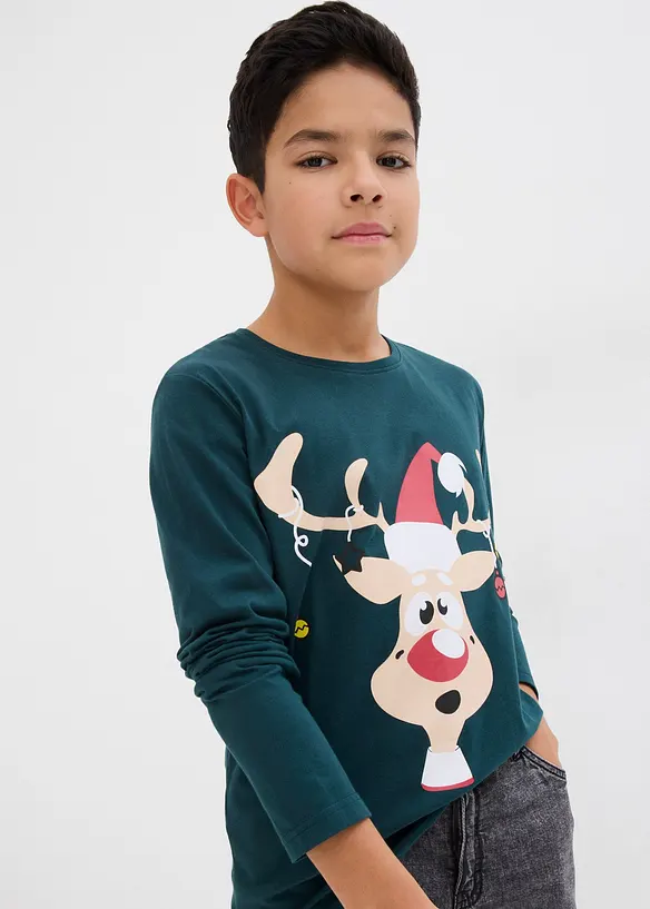 Langarmshirt mit Weihnachtsmotiv aus reiner Bio-Baumwolle, bonprix