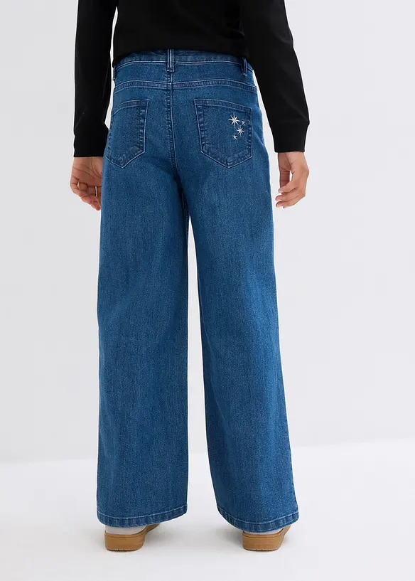 Jean large à broderie pour filles, bonprix