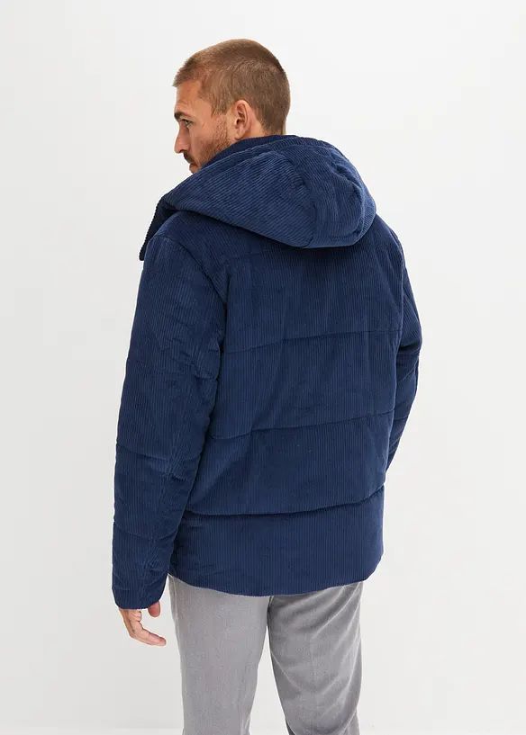 Doudoune en velours côtelé à capuche amovible, bonprix