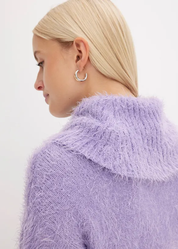 Rollkragenpullover aus weichem Federgarn, bonprix