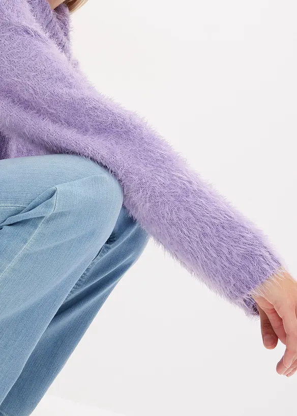 Rollkragenpullover aus weichem Federgarn, bonprix