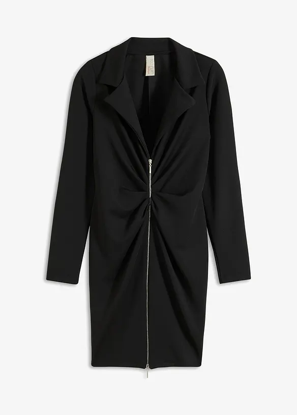 Robe courte en crêpe texturé avec fermeture zippée, bonprix